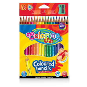 Kredki colorino kids ołówkowe trójkątne z temperówką 18 kolorów