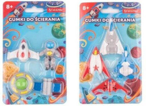 Gumki do ścierania 6szt samoloty