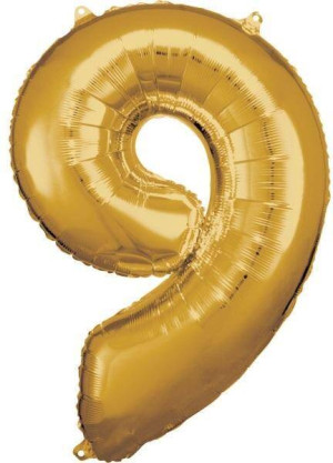 Balon foliowy cyfra 9 złota 60x86cm