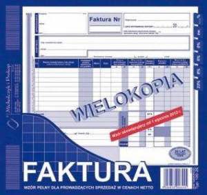 Faktura wzór pełny dla prowadzących sprzedaż w cenach netto 100-2E