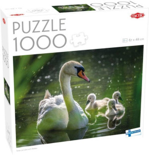 Puzzle 1000 Łabędź na jeziorze z dziećmi
