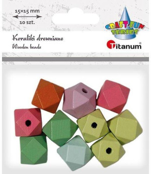 Koraliki drewniane. Kostki ścięte