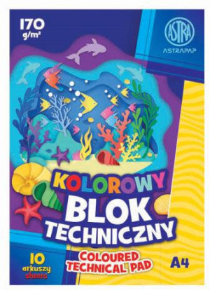 Blok techniczny kolorowy A4/10K