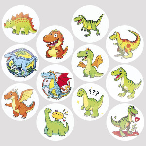 Naklejki papierowe na taśmie Dinozaury 500szt