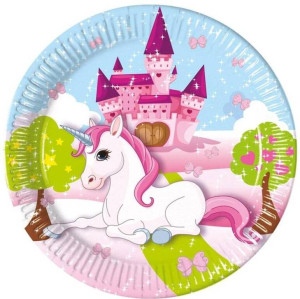 Talerzyki papierowe Unicorn 20cm 8szt