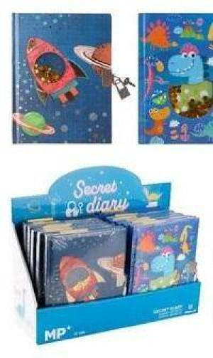 Notes z kłódką kosmos dinozaury