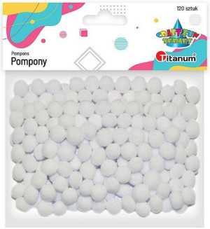 Pompony poliestrowe 10mm, białe