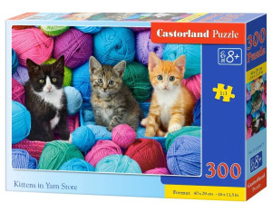 Kotki w kłębkach wełny. puzzle 300 elementów