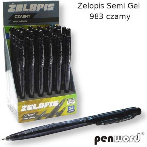 Żelopis Semi Gel czarny (24szt)