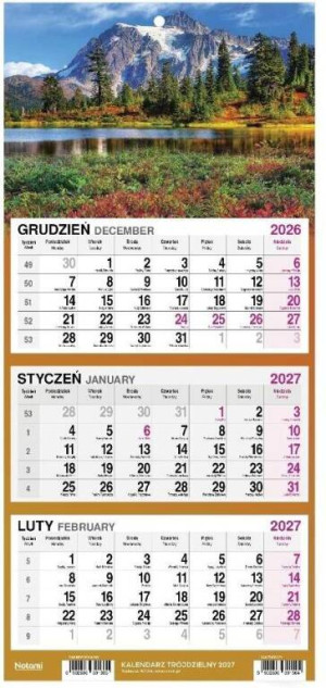 Kalendarz 2027 Trójdzielny Mały Staw w górach