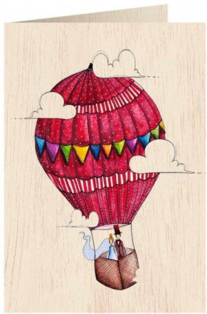 Karnet drewniany C6 + koperta: Ślub Balon
