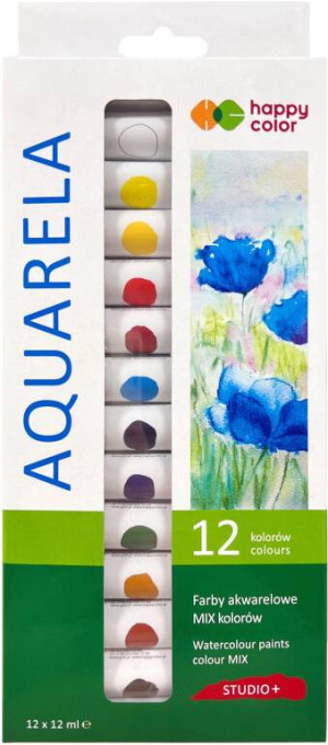 Happy Color. Farba akwarelowa, 12 kolorow