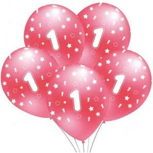 Balon z nadrukiem "1" różowy
