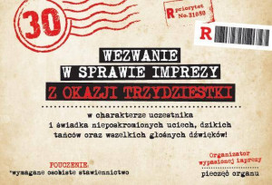 Zaproszenie. Urodziny 30