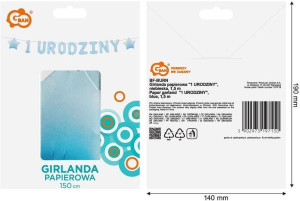 Girlanda papierowa 1 urodziny niebieska 1,8m