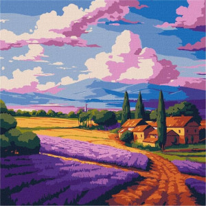Malowanie po numerach. Lawendowe pole 30x30cm
