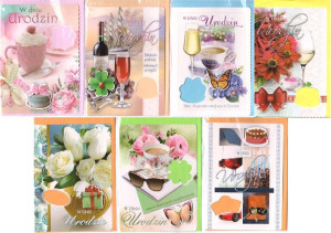 Karnet: W dniu urodzin, 10 szt, mix
