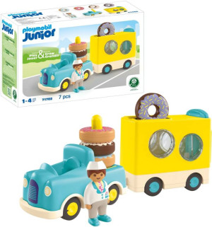 Playmobil JUNIOR Szalony Donut Truck z funkcją układania i sortowania 71702