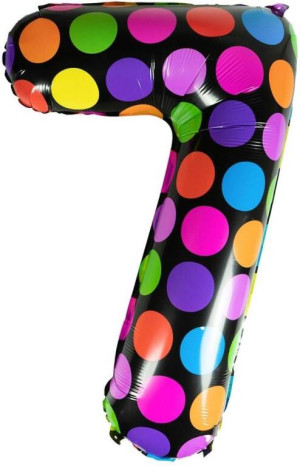 Balon foliowy cyferka 7 w kropki