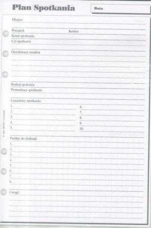 Wkład do organizera. Plan spotkań. A5