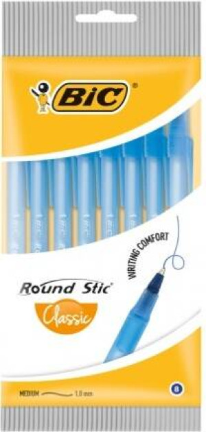 Długopis Round Stic Classic niebieski. 8 sztuk