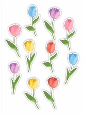 Dekoracje okienne dwustronne. Tulipany