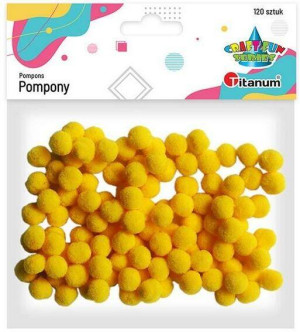 Pompony poliestrowe 10mm żółte 120szt