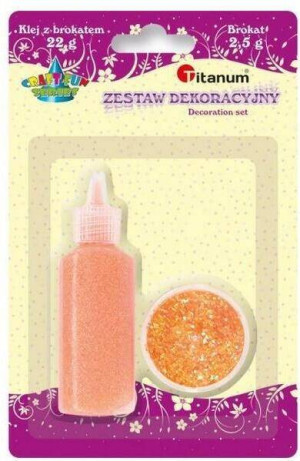 Klej z brokatem neonowy pomarańczowy w słoiczku