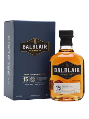 Balblair 15 Year Old Highland Distillery Single Malt Scotch Whisky - 70cl/46% - Bourbon Cask Matured, Smooth Sweet With Spicy Aromas