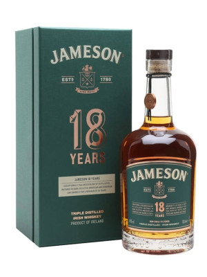 Jameson 18 Year Old - Blended Irish Whiskey, 70cl / 46%, Virgin Oak Finish, Toffee & Spice Richness, Sherry-Raisin Notes