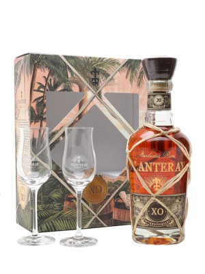 Planteray XO 20th Anniversary Rum with Two Glasses Gift Set