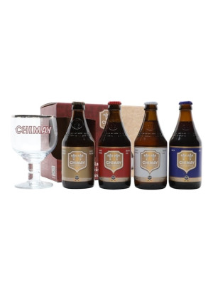 Chimay Red, White, Blue, Gold & Glass Gift Pack