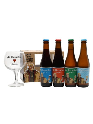 St Bernardus Wit, Prior 8, Abt 12, Tripel & Glass Gift Pack