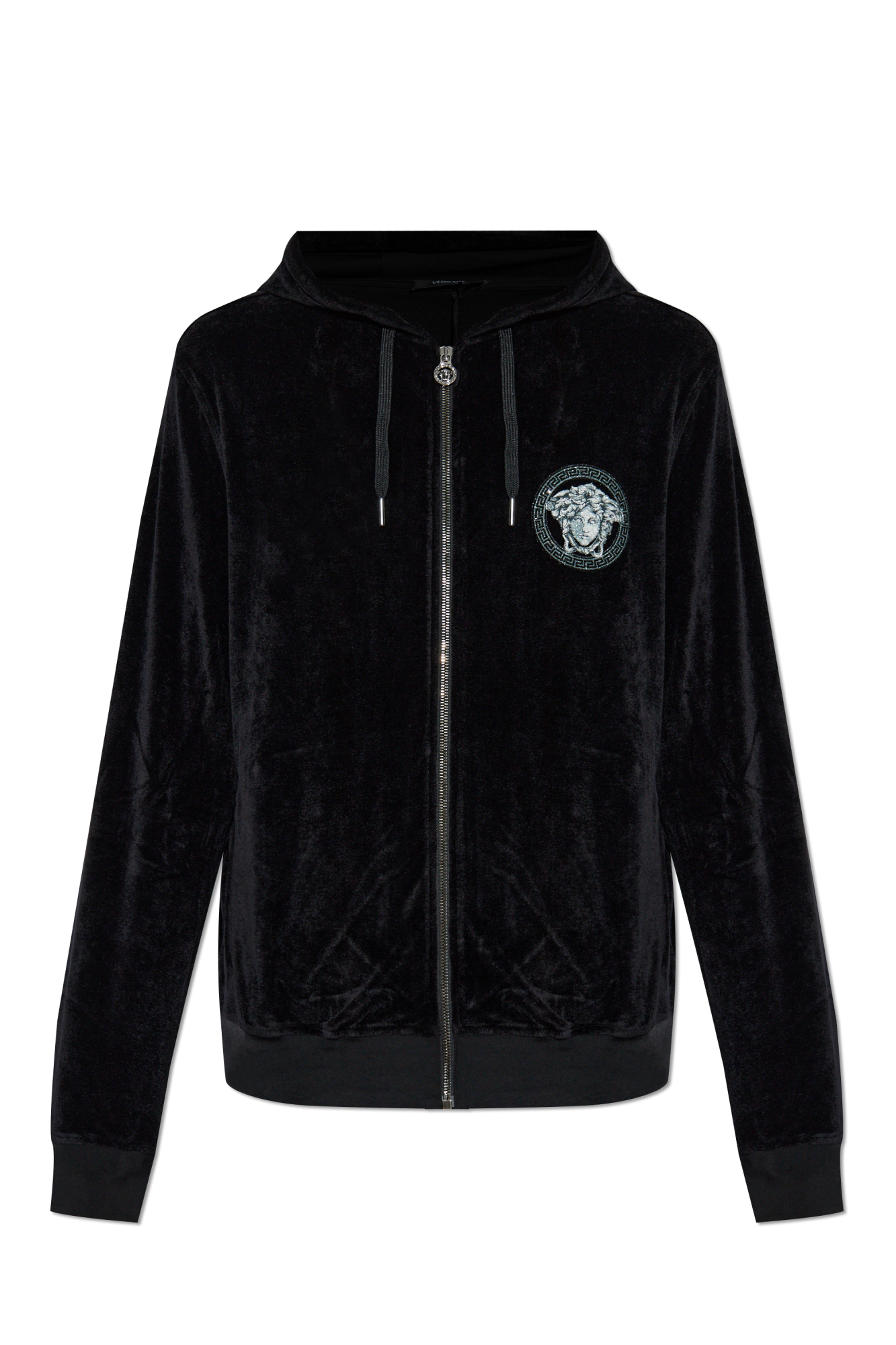 Versace Aksamitna Bluza Z Połyskującą Aplikacją, Mężczyźni, Czarny