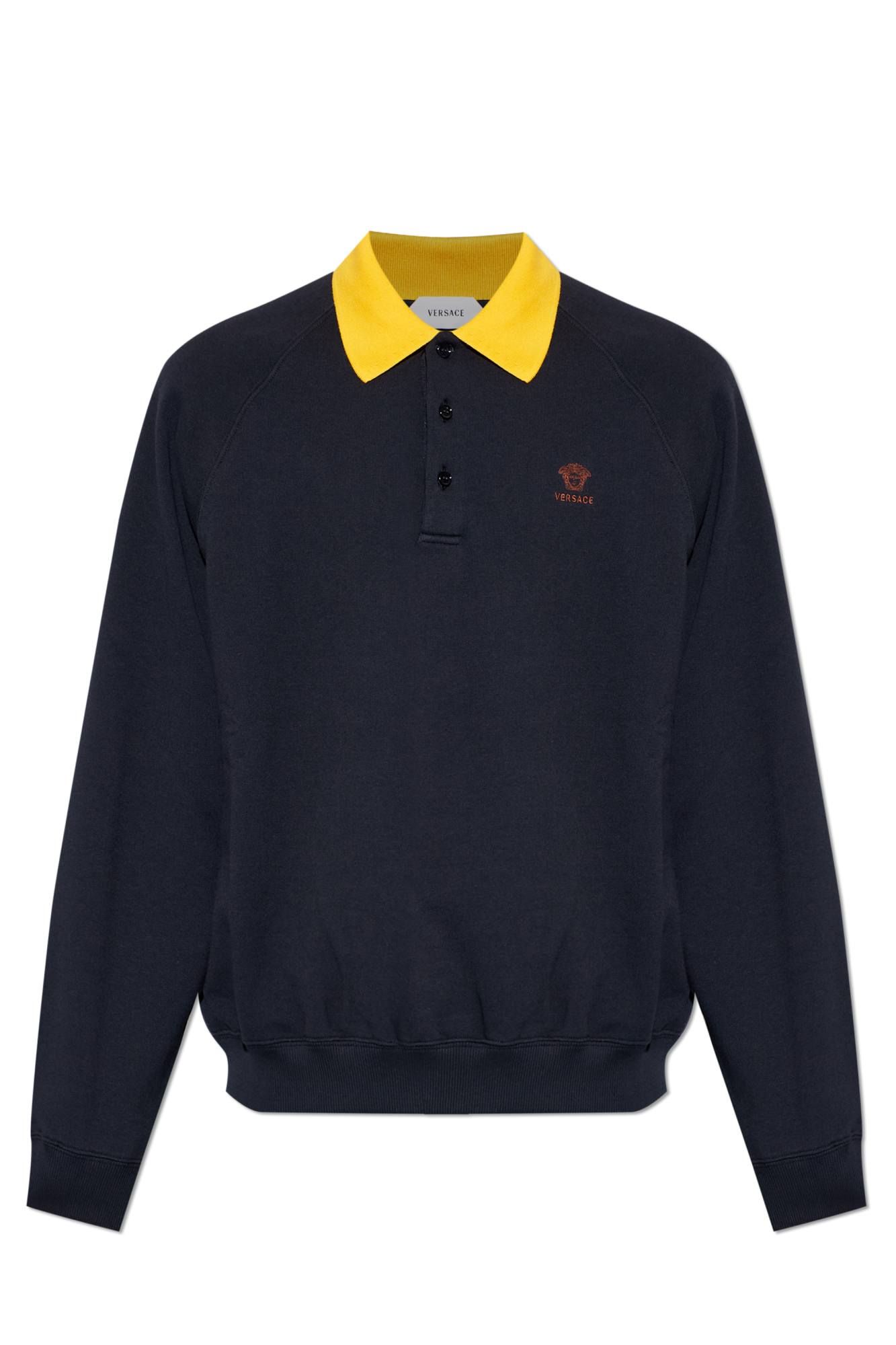 Versace Bawełniane Polo Z Wyszytym Logo, Mężczyźni, Granatowy