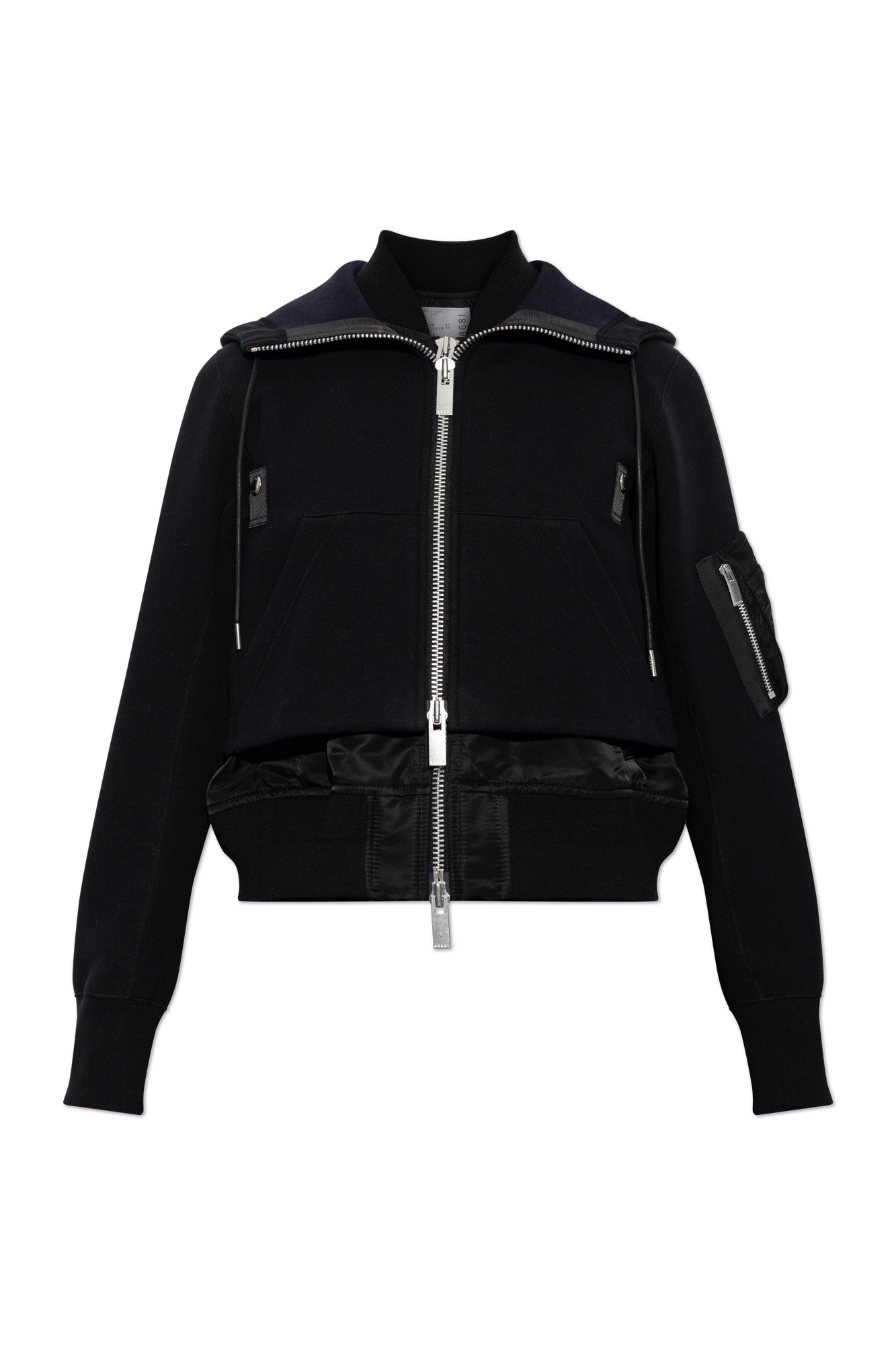 Sacai Kurtka Z łączonych Materiałów, Kobiety, Czarny