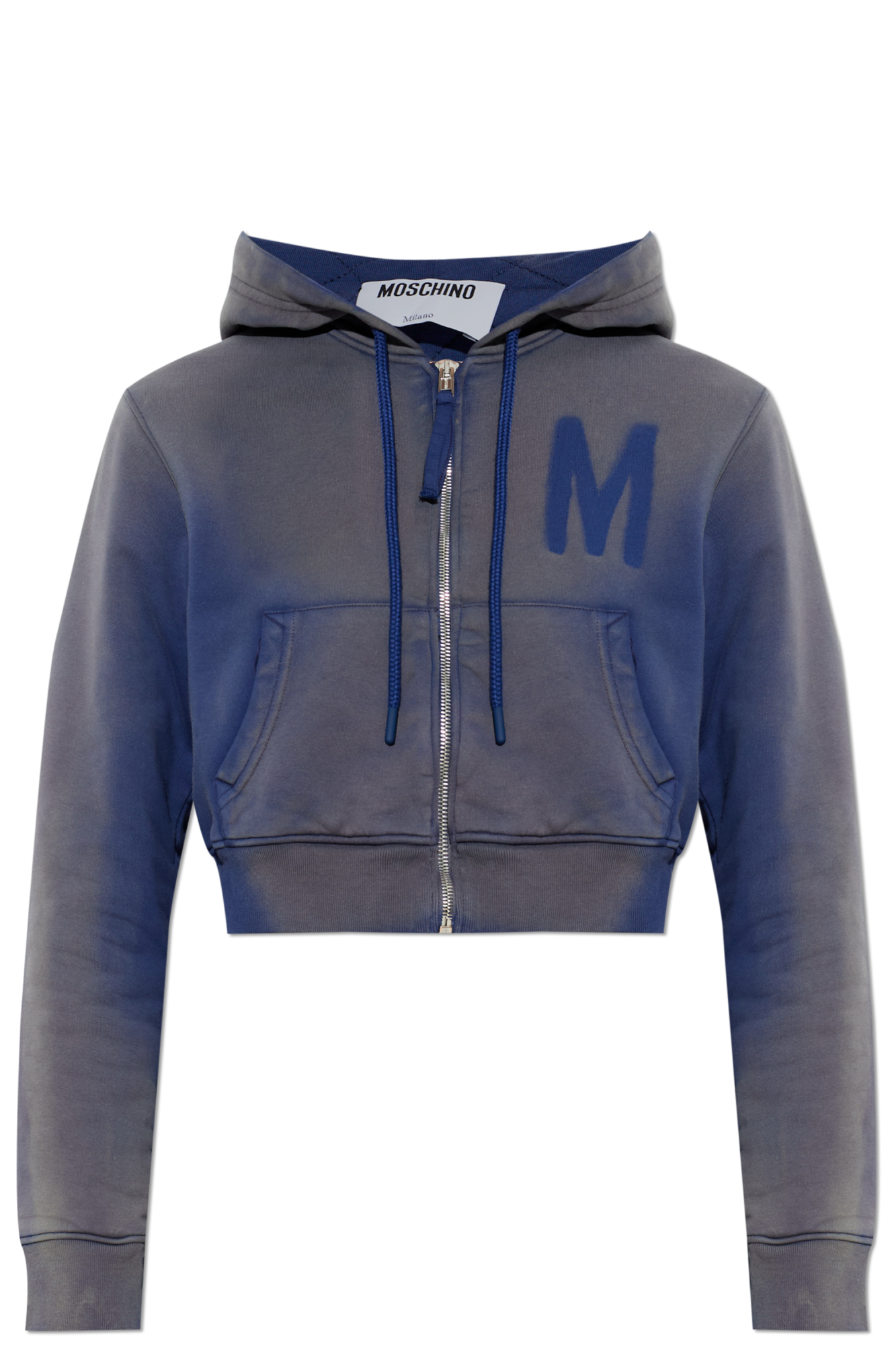 Moschino Ocieplana Bluza Z Kapturem, Kobiety, Granatowy