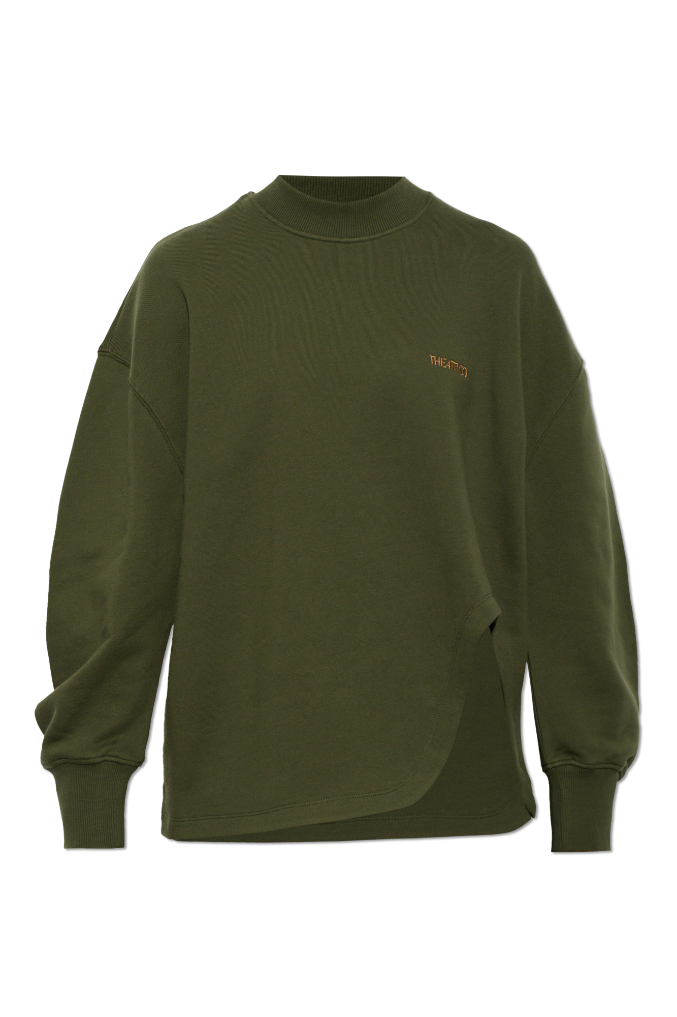 The Attico T-shirt Typu ‘oversize’ Z Rozcięciem, Kobiety, Zielony