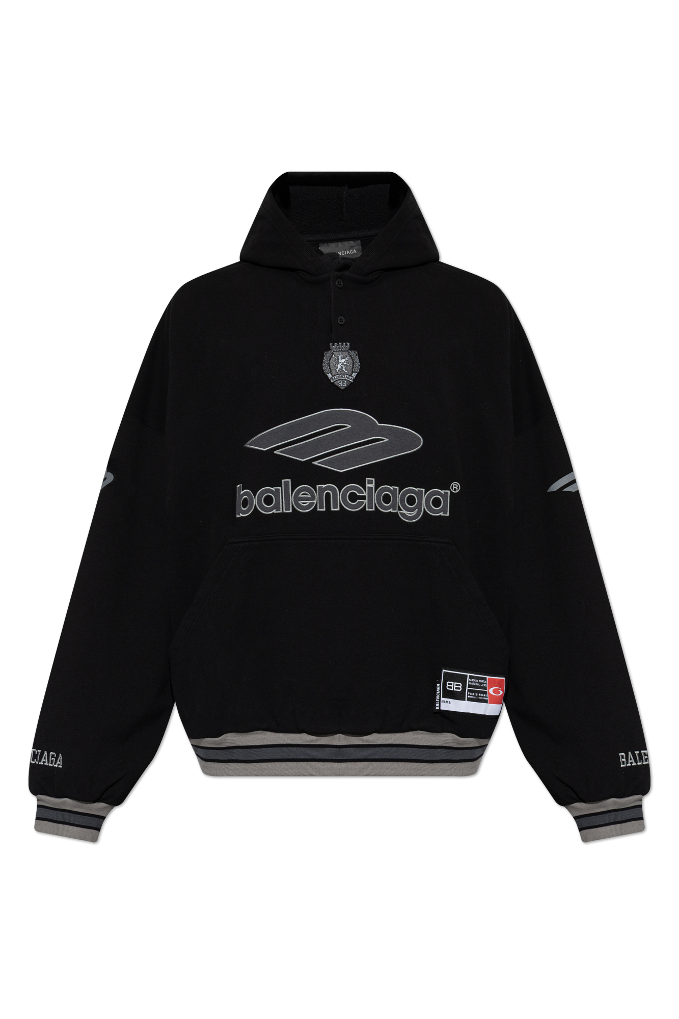 Balenciaga Bluza Z Naszywkami, Mężczyźni, Czarny