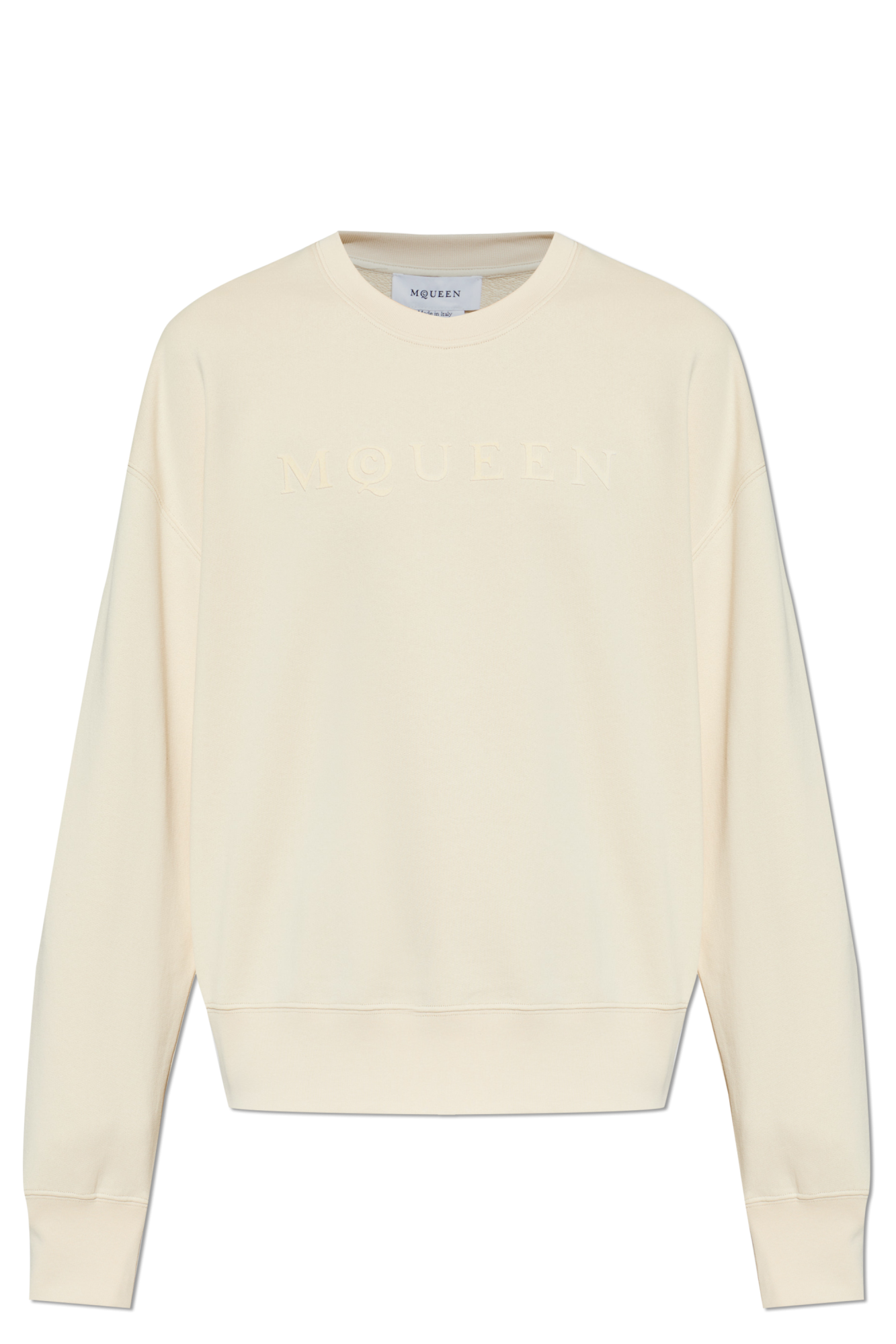 Alexander McQueen Bluza Z Logo O Aksamitnym Wykończeniu, Mężczyźni, Kremowy