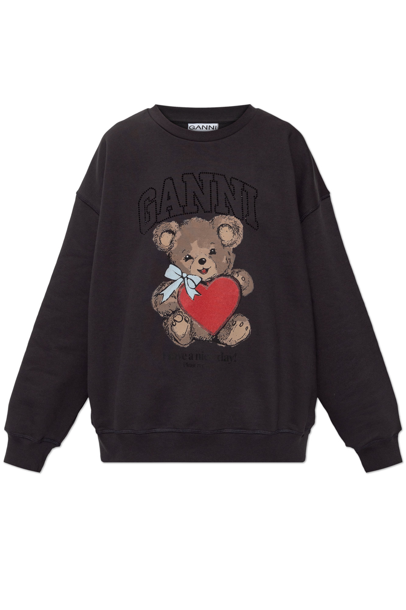 Ganni Bluza Z Nadrukiem I Połyskującymi Cekinami, Kobiety, Szary