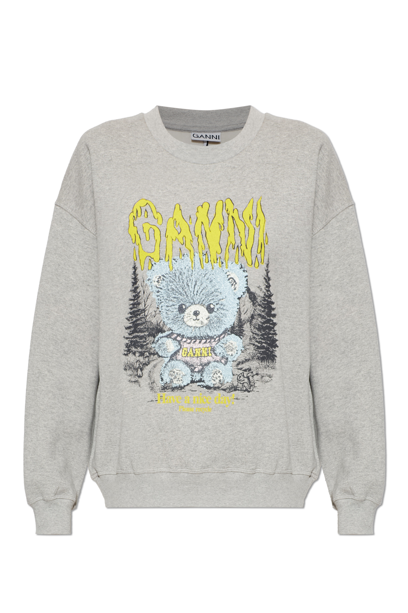 Ganni Bluza Z Kolorowym Nadrukiem, Kobiety, Szary