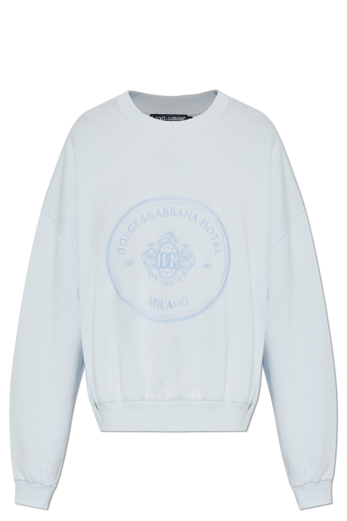 Dolce & Gabbana Bluza Z Wyszytym Logo, Kobiety, Jasnoniebieski
