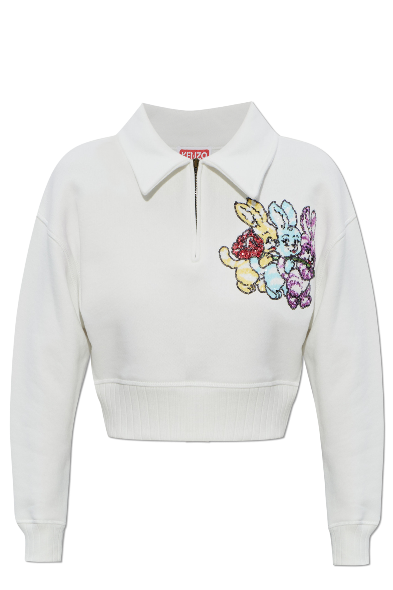 Kenzo Polo Z Połyskującą Aplikacją, Kobiety, Biały