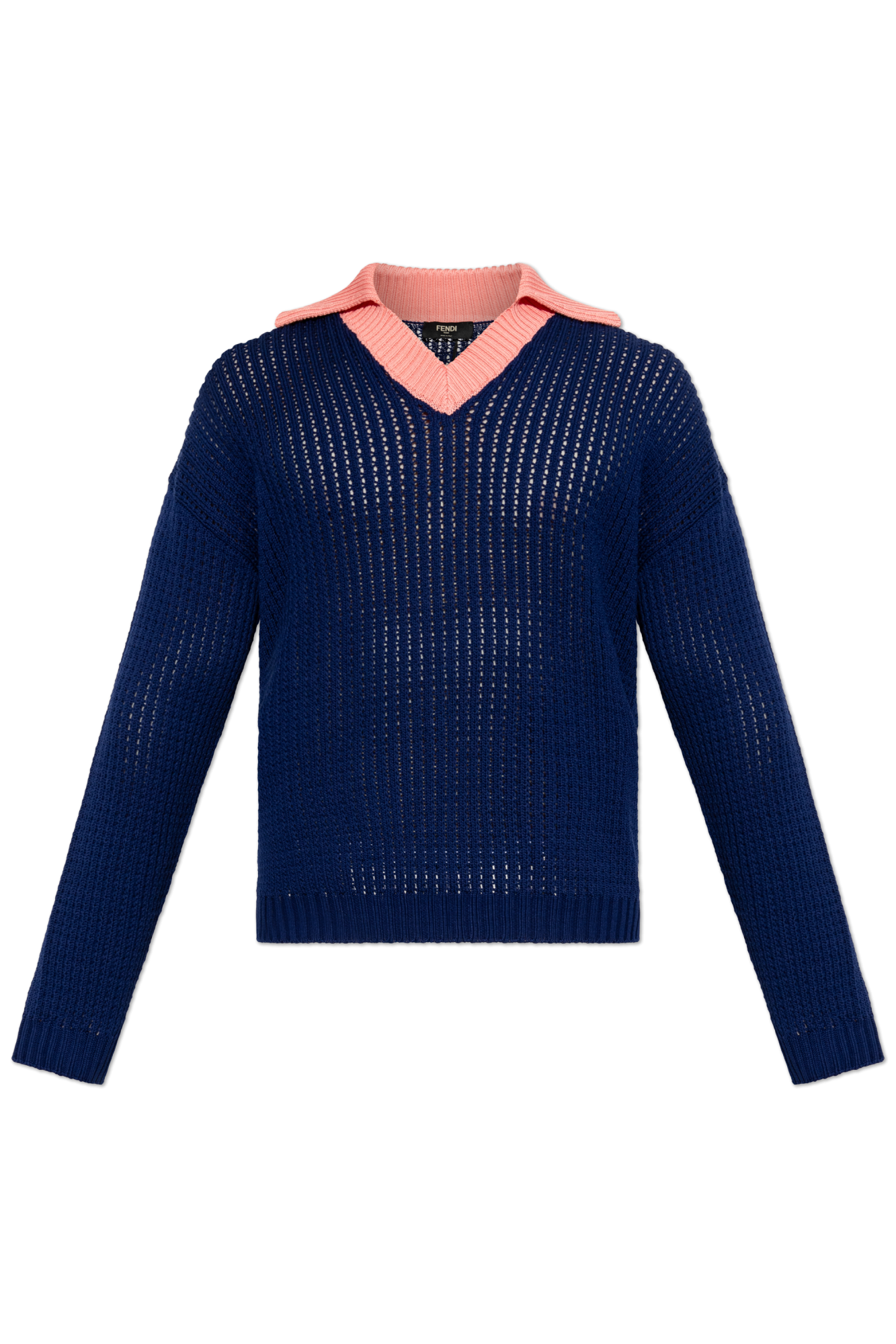 Fendi Sweter Z Naszywką Logo, Mężczyźni, Granatowy