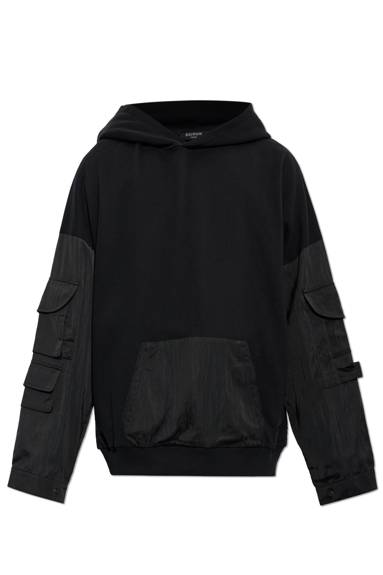 Balmain Bluza Typu `oversize` Złączonych Materiałów, Mężczyźni, Czarny