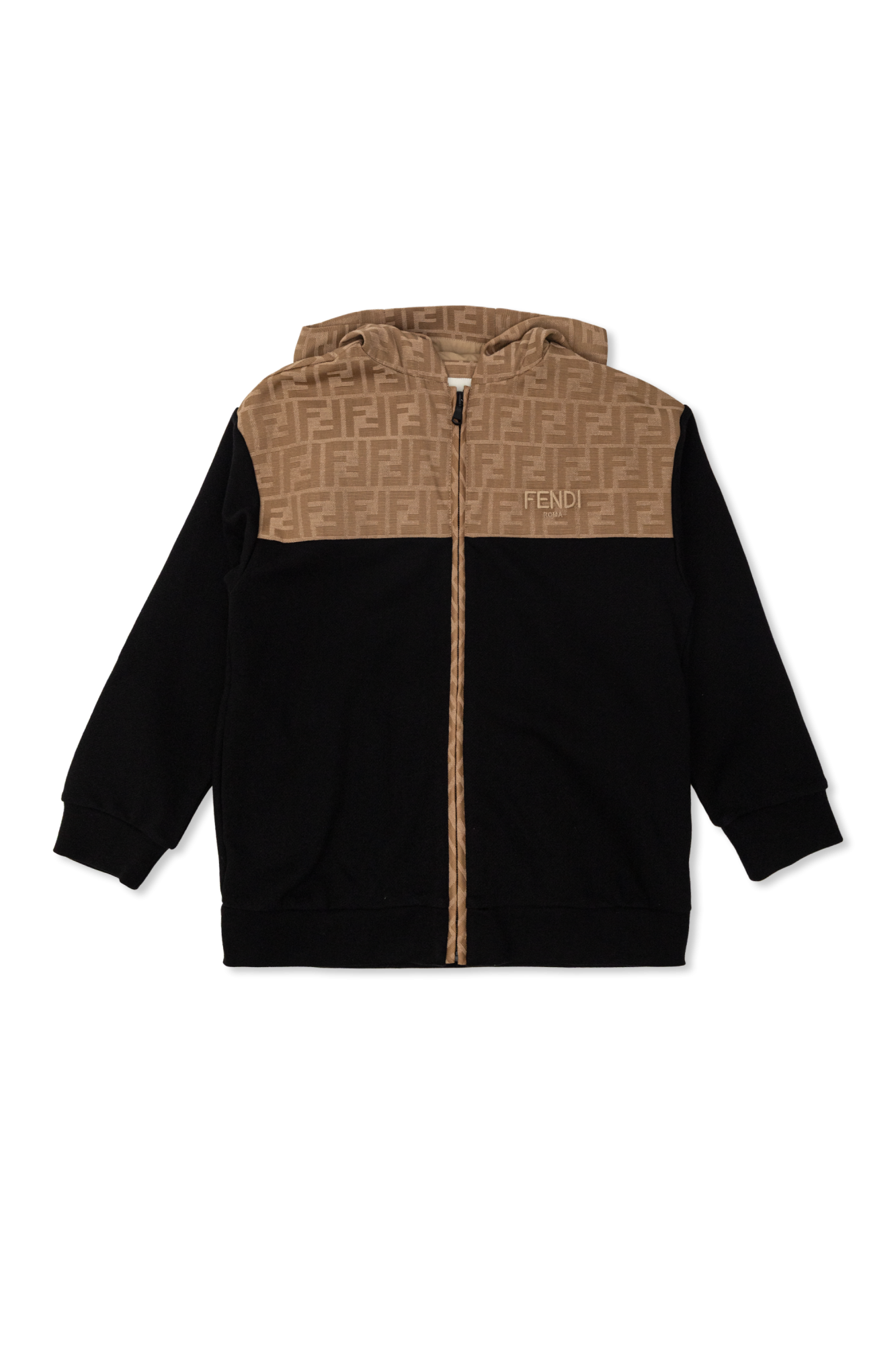 Fendi Kids Bluza Z Kapturem, Unisex, Czarny