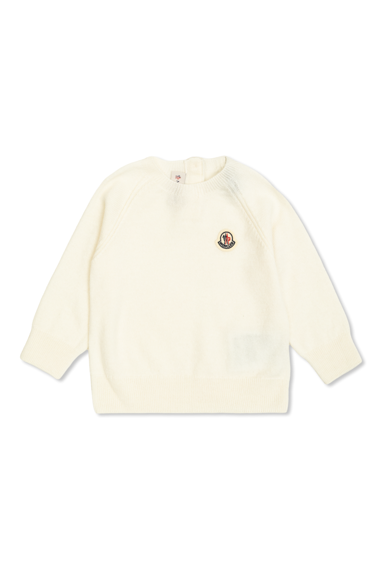 Moncler Enfant Kaszmirowy Sweter Z Naszywką Z Logo, Unisex, Kremowy