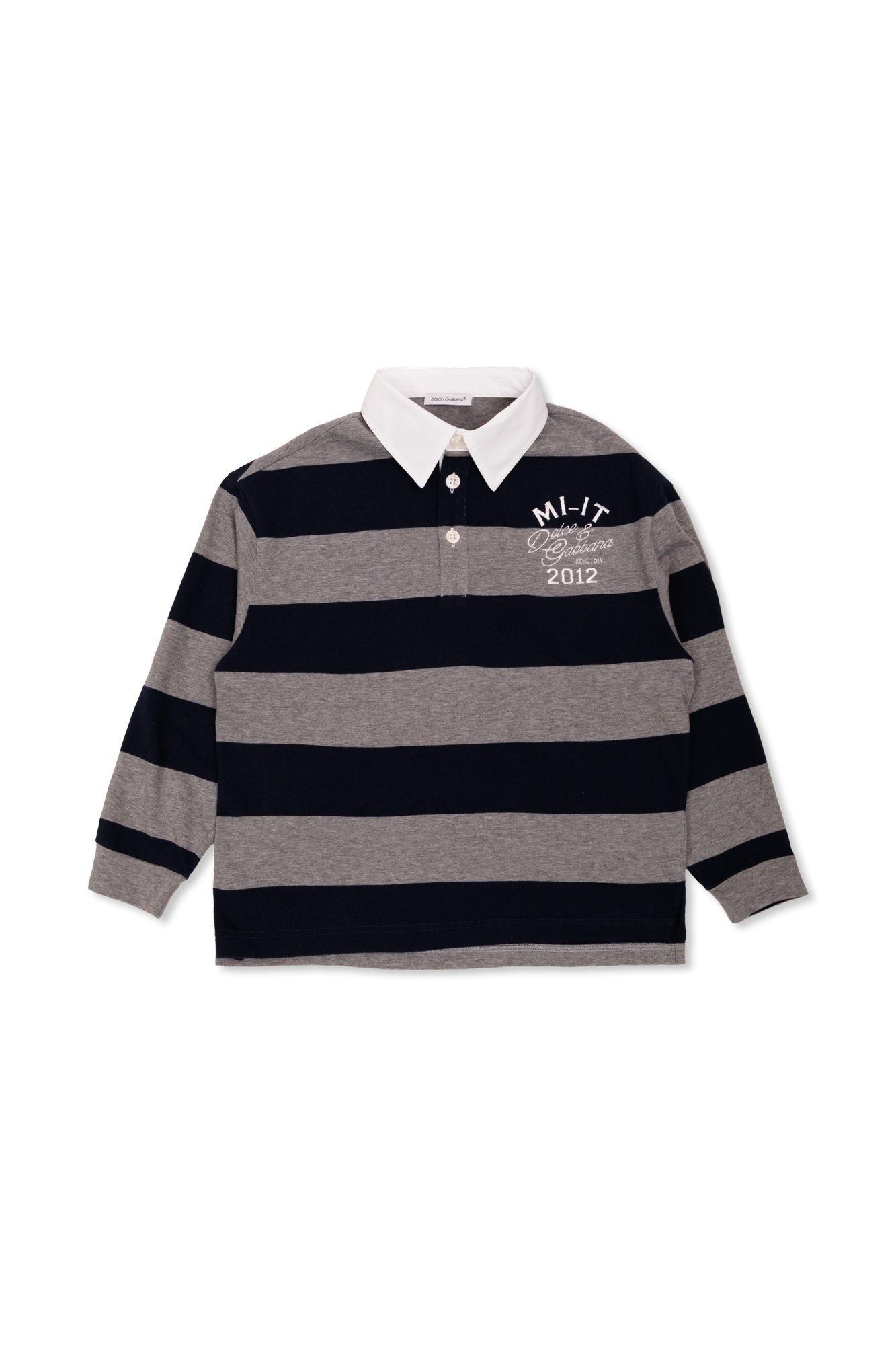 Dolce & Gabbana Kids Polo Ze Wzorem W Paski, Unisex, Szary