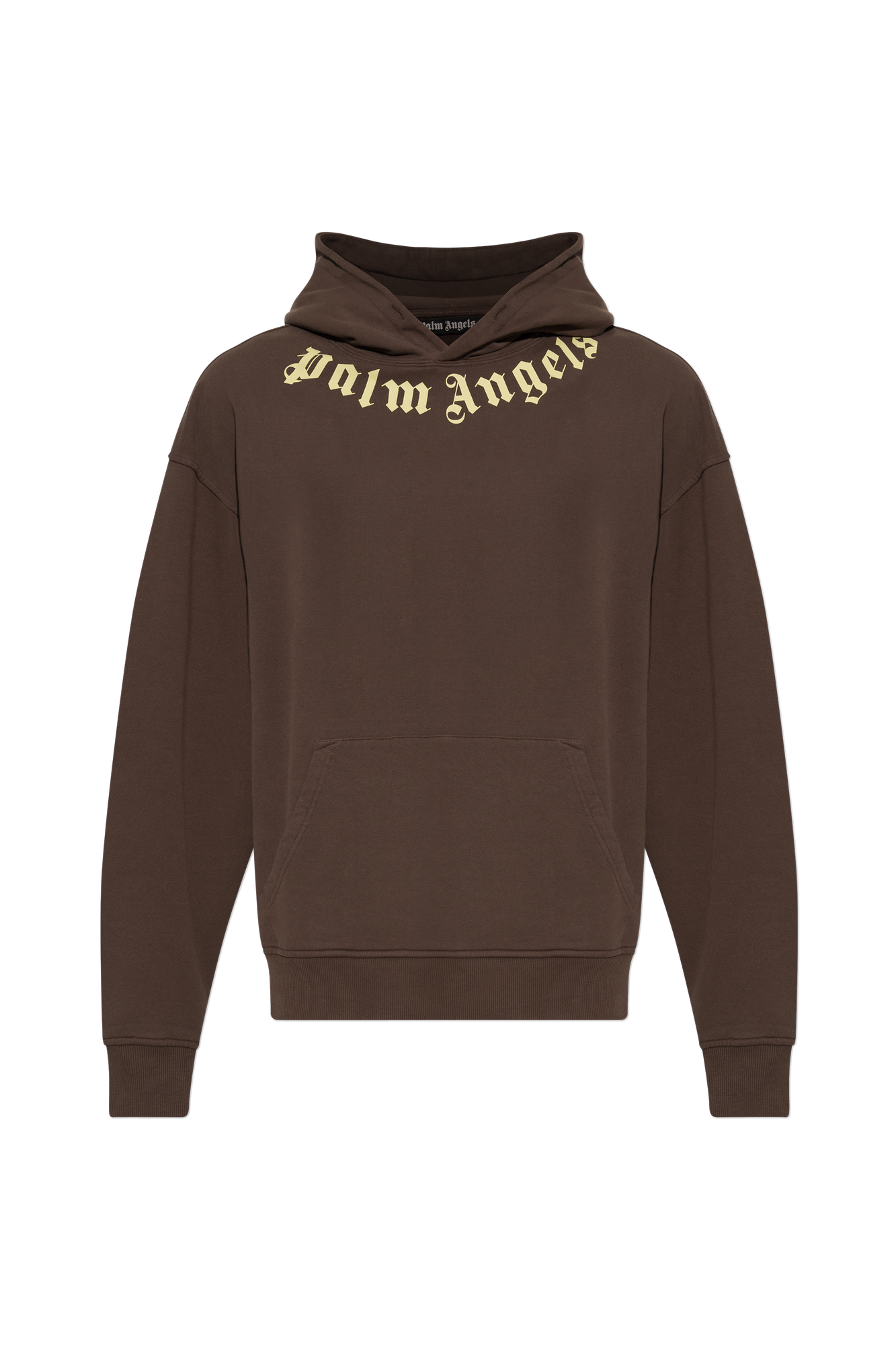 Palm Angels Bawełniana Bluza Z Kapturem, Mężczyźni, Brązowy